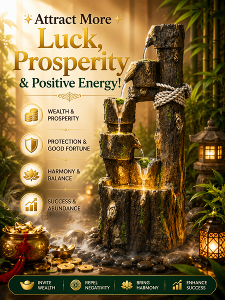 5 - Tier Rustic Tree Water Fountain 57X45XH-123cm