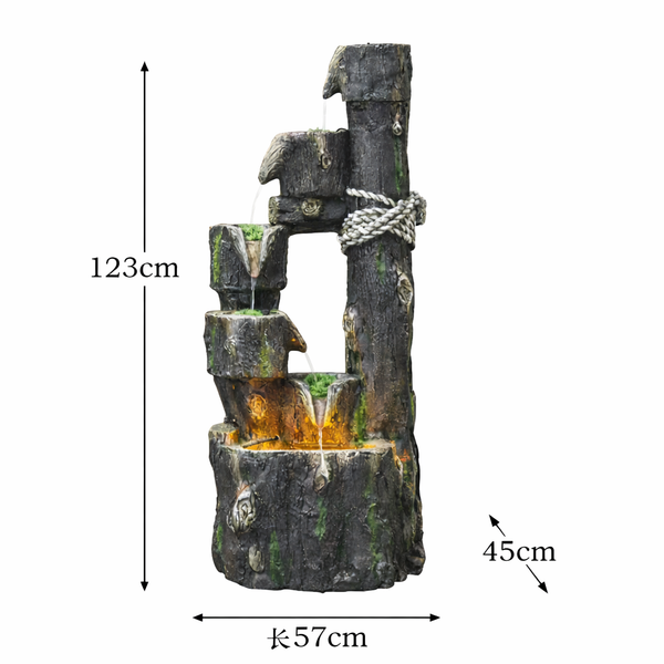 5 - Tier Rustic Tree Water Fountain 57X45XH-123cm