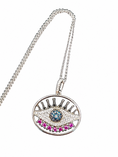 Evil eye Charm Necklace (Silver)