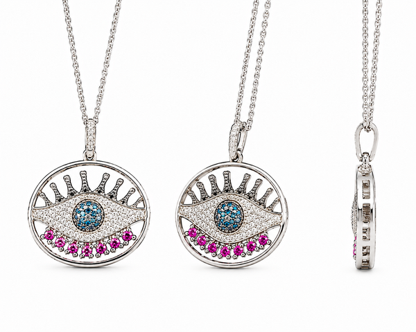 Evil eye Charm Necklace (Silver)