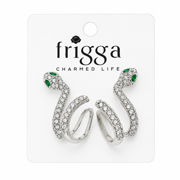 Pendientes de serpiente con piedra verde