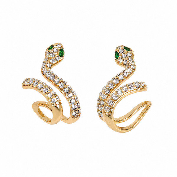Pendientes de serpiente con piedra verde