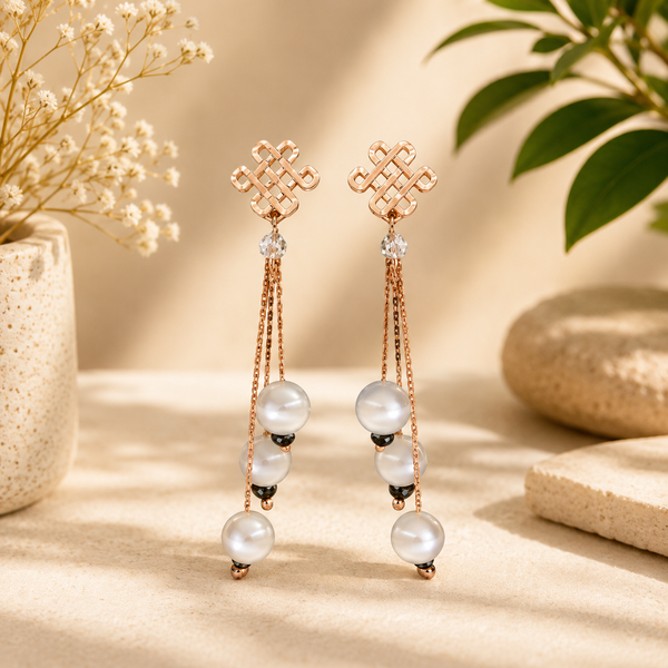 Mystic Knot Earrings with Drop Beads