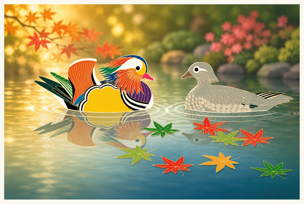 Lámina de patos mandarines