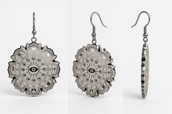 Dangling Earrings with 8 Auspicious & Mantra Protection