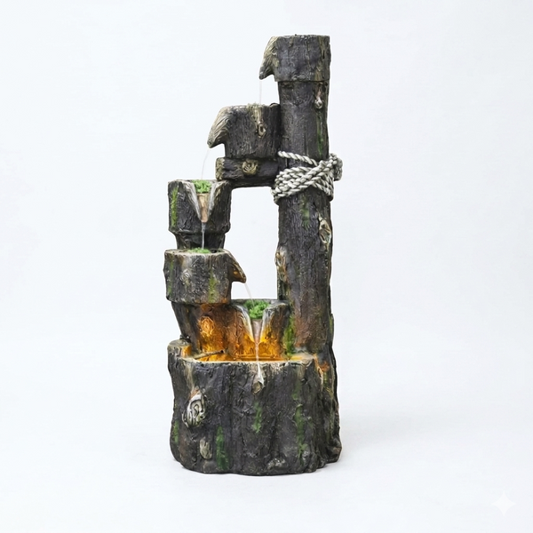 5 - Tier Rustic Tree Water Fountain 57X45XH-123cm