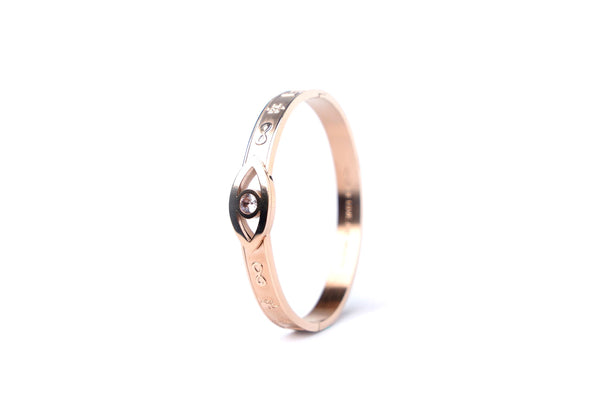 Evil Eye Bangle with Ultimate Mantra Protections (Rose Gold)