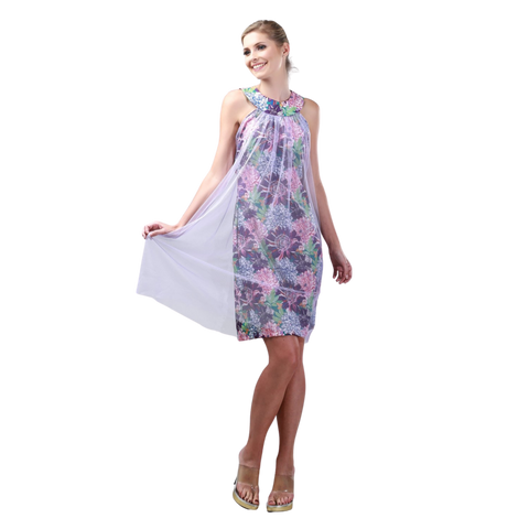 Dress with Tulle in Wulou Floral Print