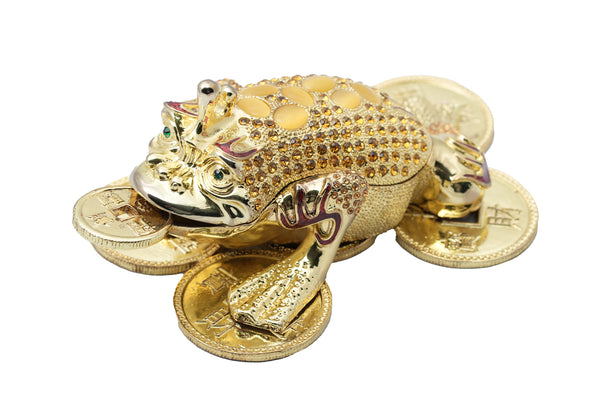 Bejewelled 3 Legged Toad with Coin