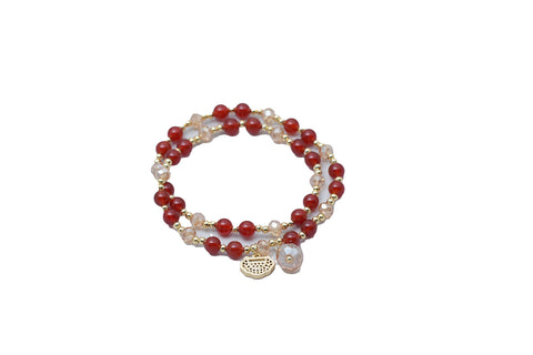 Good Fortune Double Bracelet Red Agate