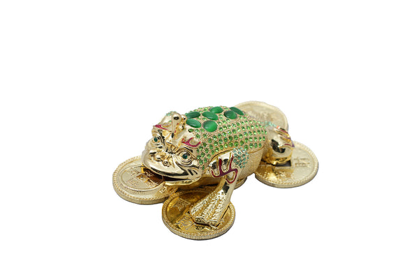 Bejewelled 3 Legged Toad with Coin