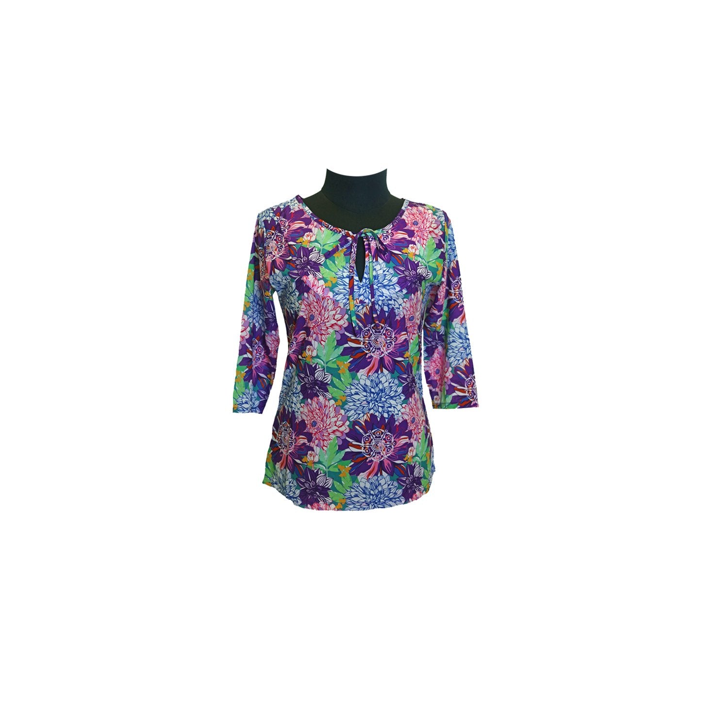 Top with Peep Hole with Tie Wulou Floral