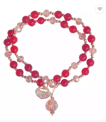 Good Fortune Double Bracelet Red Agate