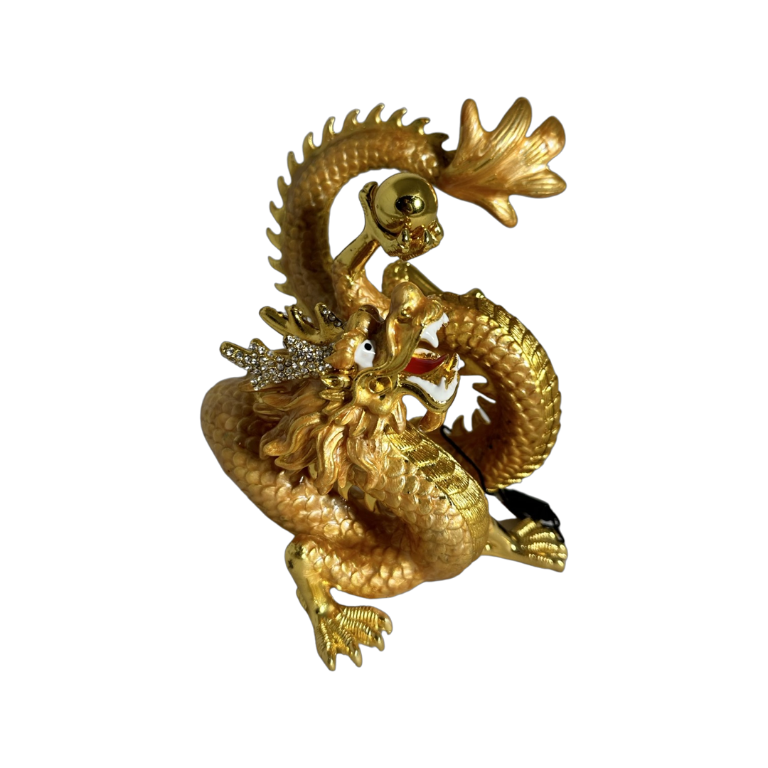 Rising Golden Dragon Holding A Pearl