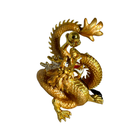 Rising Golden Dragon Holding A Pearl