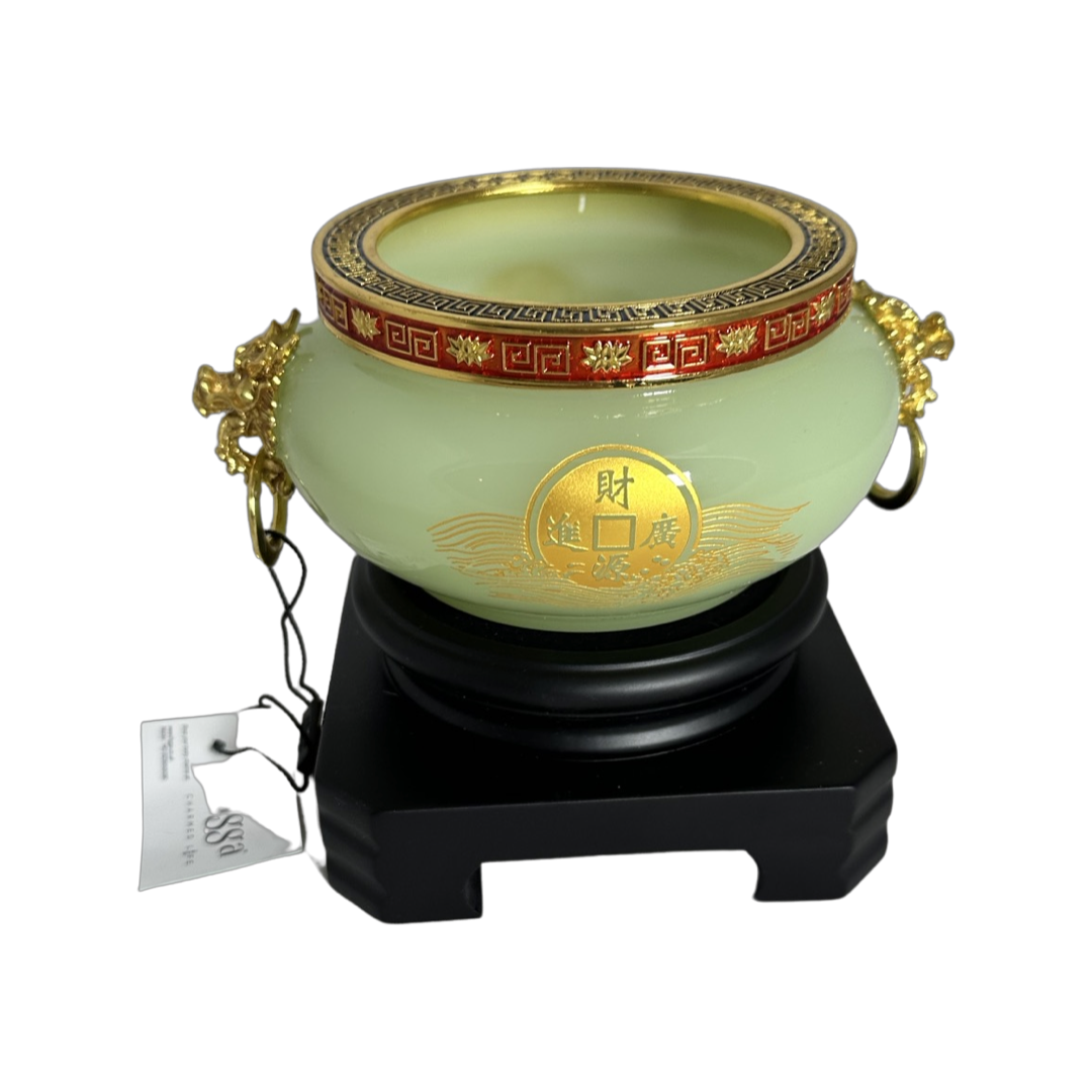 Wealth Pot with Coins Pair Fu Dog