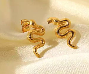 Snake Earrings-Gold