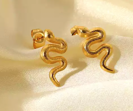 Snake Earrings-Gold